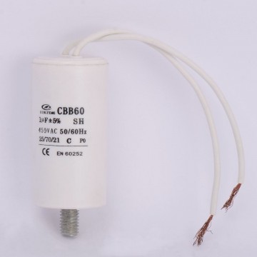 Конденсатор 1 мкф 450VAC CBB60G гибкие выводы+болт (019367)