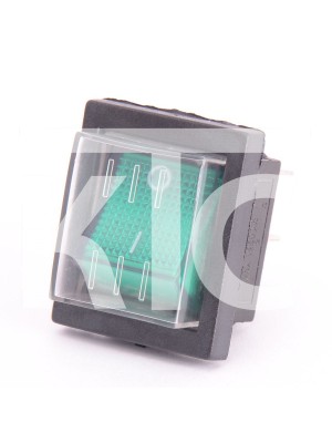 Кнопка зеленая KCD4 15A/250VAC 4 контакта / 1 клавиша / рамка (019729)