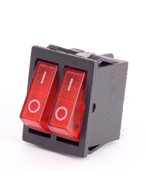 Кнопка красная KCD3-606 16A/250VAC 4 контакта/2 клавиши (019730)