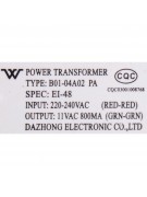 Трансформатор B01-04A02 PA 11VAC 800mA EI-48 (021985)