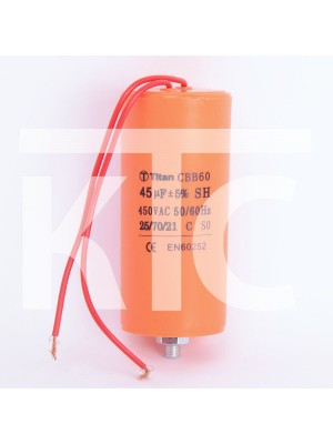 Конденсатор 45 мкф 450VAC CBB60G гибкие выводы+болт (019381)