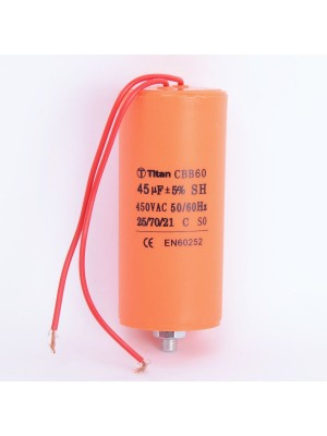 Конденсатор 45 мкф 450VAC CBB60G гибкие выводы+болт (019381)