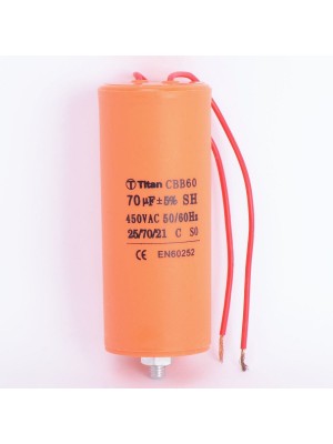 Конденсатор 70 мкф 450VAC CBB60G гибкие выводы+болт (019383)