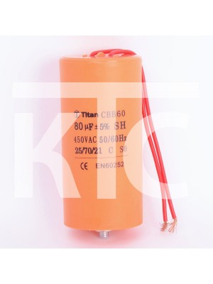 Конденсатор 80 мкф 450VAC CBB60G гибкие выводы+болт (019384)