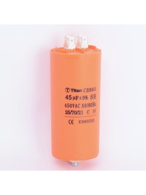Конденсатор 45 мкф 450VAC CBB60E клеммы+болт (019362)