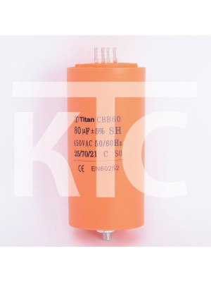 Конденсатор 80 мкф 450VAC CBB60E клеммы+болт (019365)