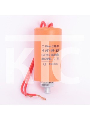 Конденсатор 4 мкф 450VAC CBB60G гибкие выводы+болт (019370)