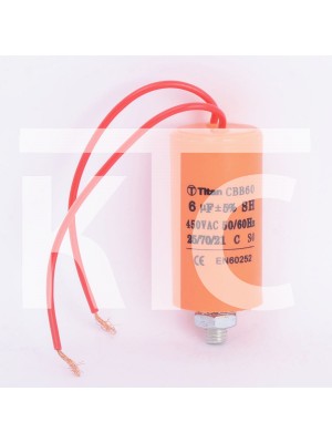 Конденсатор 6 мкф 450VAC CBB60G гибкие выводы+болт (019371)