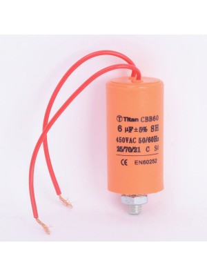 Конденсатор 6 мкф 450VAC CBB60G гибкие выводы+болт (019371)