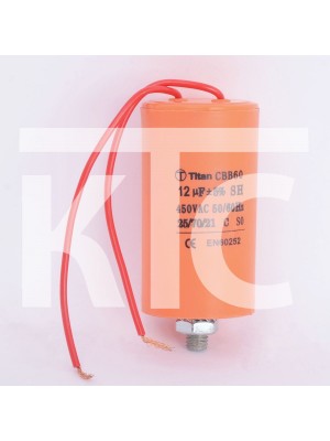 Конденсатор 12 мкф 450VAC CBB60G гибкие выводы+болт (019374)