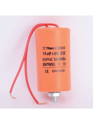Конденсатор 14 мкф 450VAC CBB60G гибкие выводы+болт (019375)