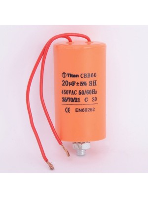 Конденсатор 20 мкф 450VAC CBB60G гибкие выводы+болт (019376)