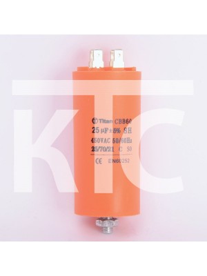 Конденсатор 25 мкф 450VAC CBB60E клеммы+болт (019358)