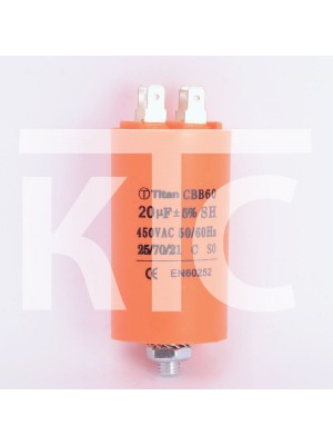 Конденсатор 20 мкф 450VAC CBB60E клеммы+болт (019357)